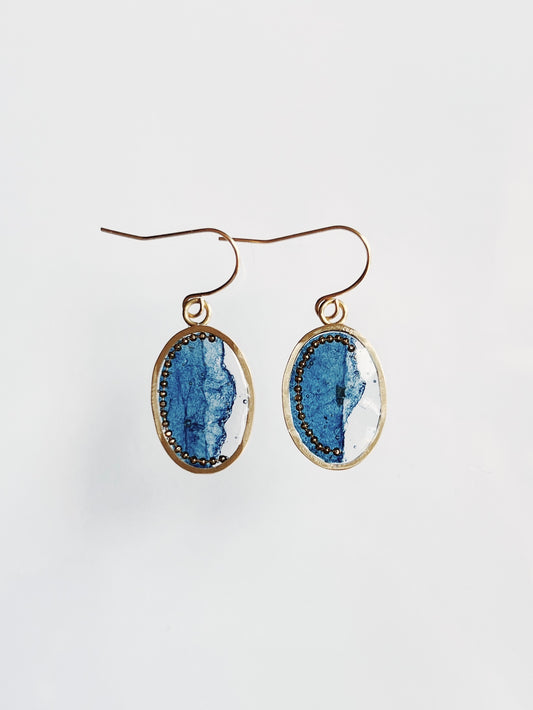 Boucles d'oreilles Washi / Bleu indigo